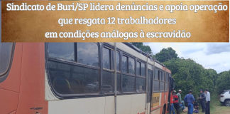 Sindicato de Buri lidera denúncias e apoia operação que resgata 12 trabalhadores em condições análogas à escravidão