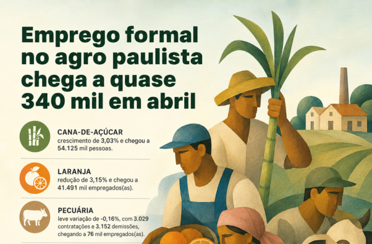 Emprego formal no agro paulista chega a quase 340 mil em abril